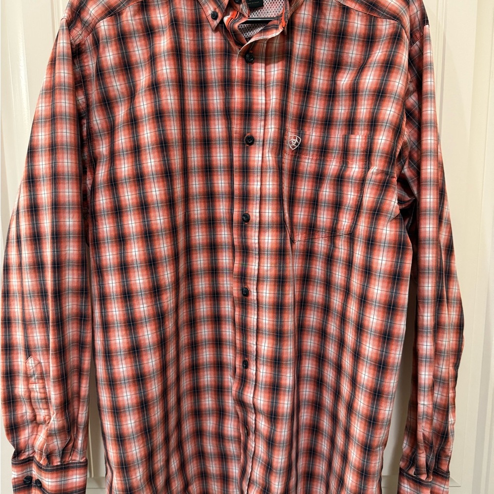 Ariat Pro Series Orange Plaid Casual Shirt